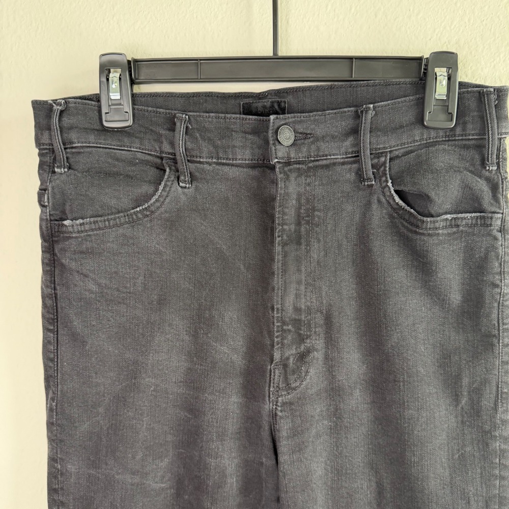 MOTHER Hustler Fray Ankle Jeans Black High Rise Flare Womens 30 - Picture 5 of 13